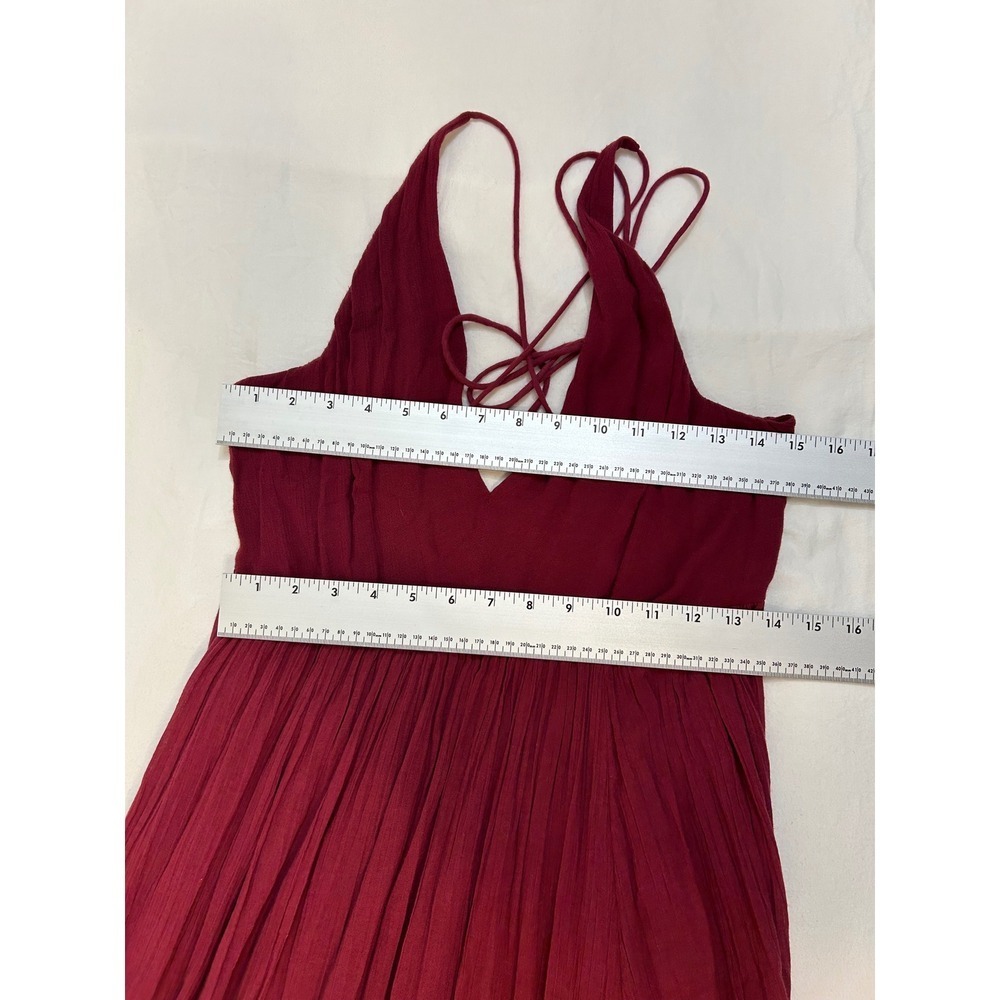 Boho Fairycore FP Look Into The Sun Maxi Dress Burgundy Halter Open Back M - Picture 7 of 7